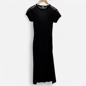 Black mesh sheer maxi dress medium Y2K vibes grunge goth whimsigoth layering